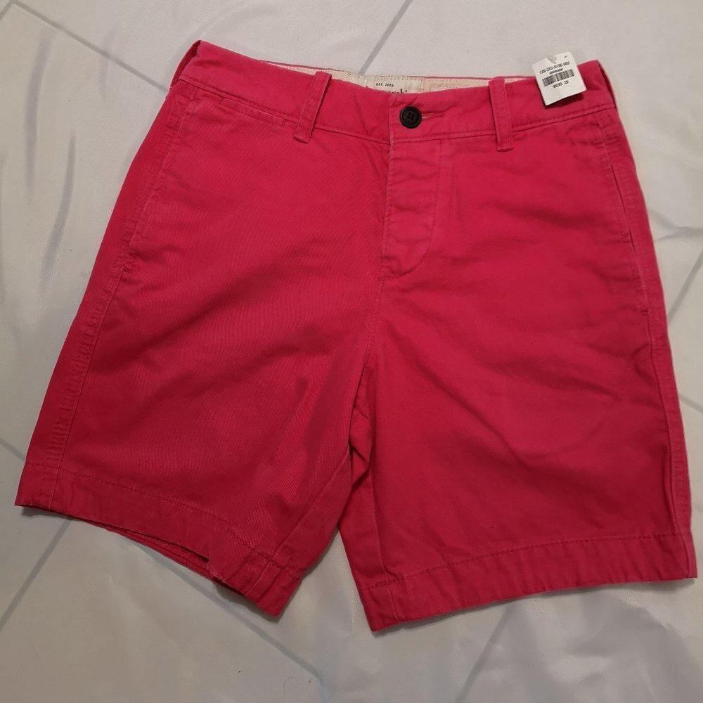 NWT Abercrombie & Fitch Men's Size 28 Waist Pink Button Fly Flat Front Shorts